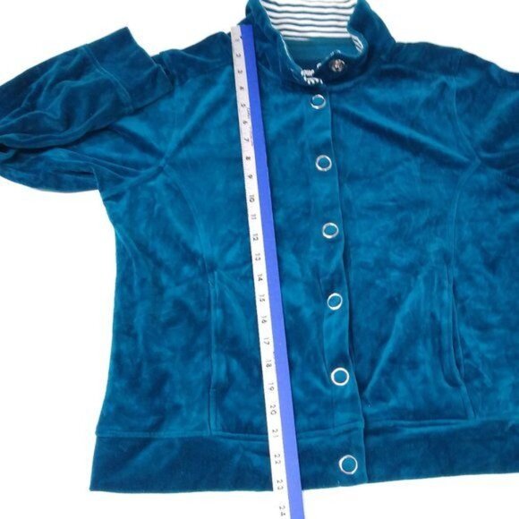 Onque Casuals Elements of Style Velour Jacket Large Snap Fasten Casual Comfort - Picture 10 of 10